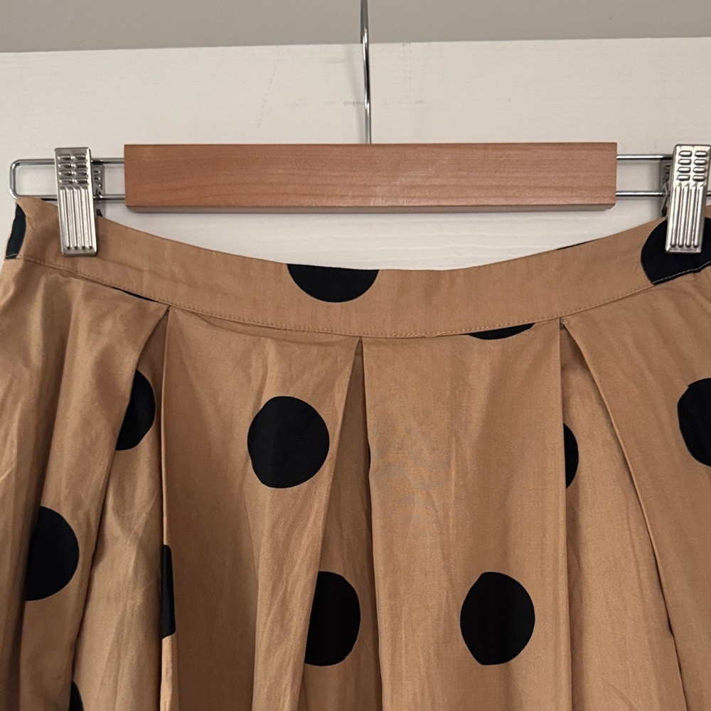 Who What Wear size 2 Camel and black Polka Dot Midi Skirt Cotton - Picture 4 of 6